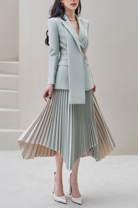 Blaire Gray Ruched Blazer Set