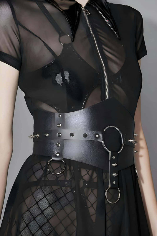 Leather Waist Belt with Nail Detail, Stylish Women's Dress Belt, Women's Corset Belt