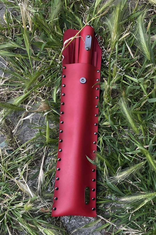 Red Whip with Leather Bag, Stylish Leather Whip, Sexy Accessory