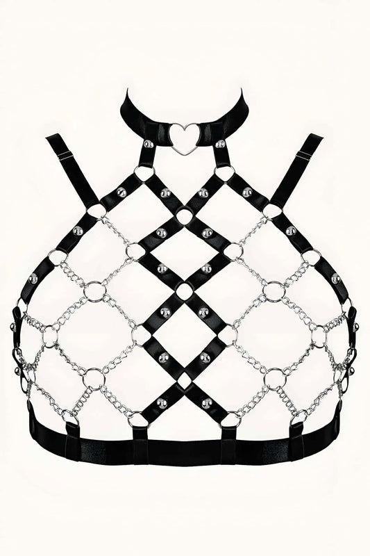 Sexy Rubber Breast Harness with Chain