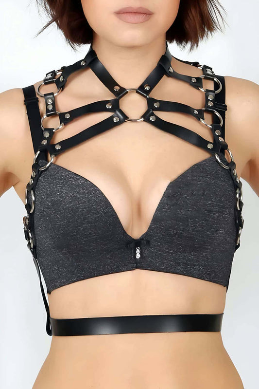 Stylish Leather Harness on Chest