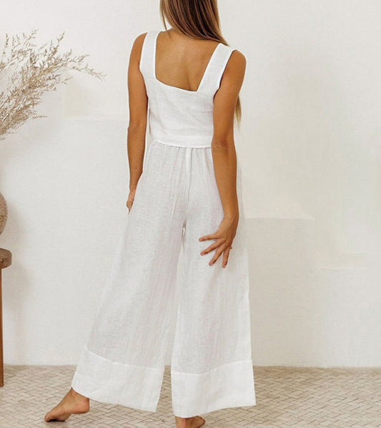 Meganâ„¢ - Minimalist Top and Wide-Leg Pants Set