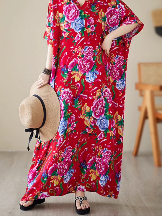 Elegance Cool Flower Kaftan Dress