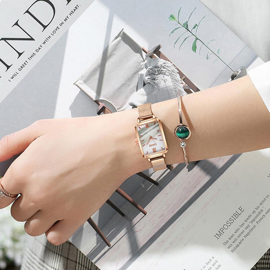 Falling Back Bracelet Rectangular Watch