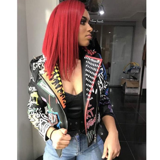 This Is Me Graffiti Colorful Printed Polished Jacket