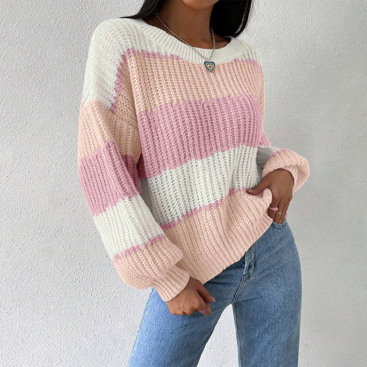 Luna Women’s Striped Knit Pullover Sweater