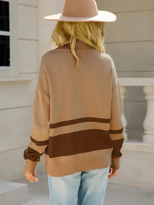 Cora Women’s Winter Striped Half-Zip Sweater