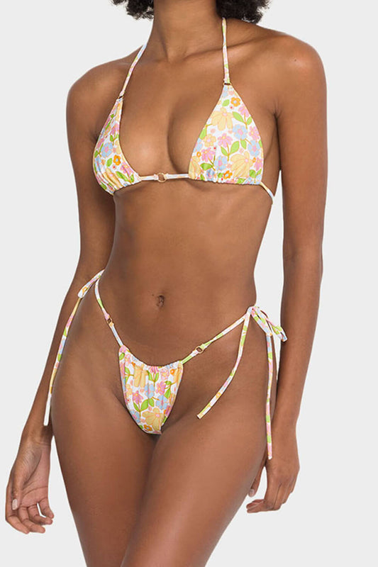 Minimalist Cut-Out Bikini – Floral Dream