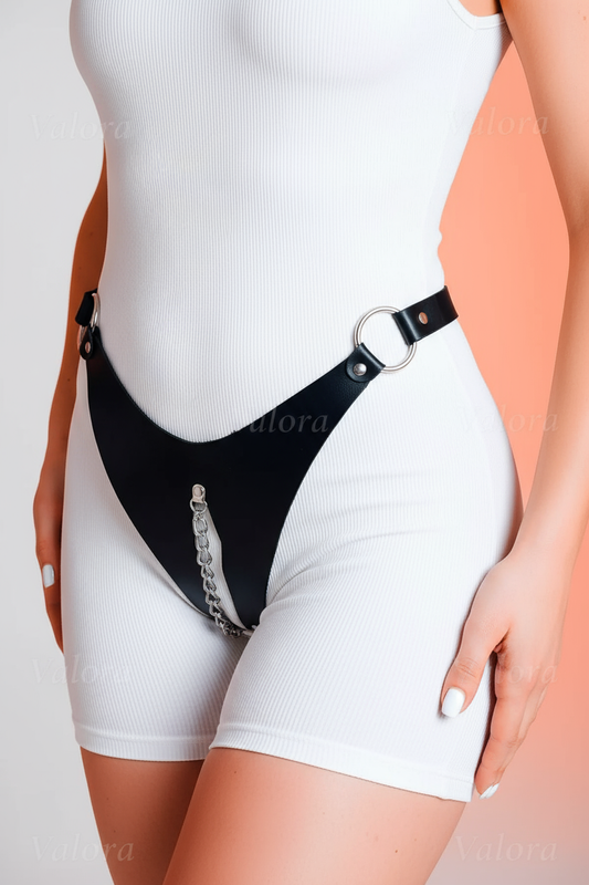 Midnight Temptation Leather Chain Panties