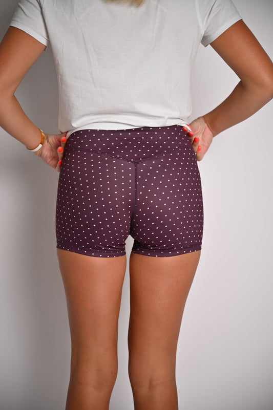 Polka Dot Biker Shorts- Purple