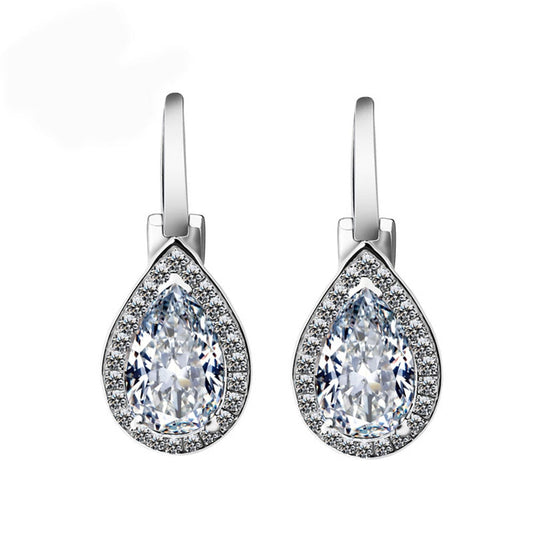Office Style 925 Sterling Silver Water Drop Sapphire Amethyst Gemstone Woman Earrings
