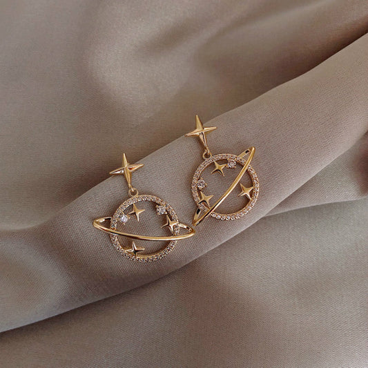 Sweet Bohemian Crystal Star Zinc Alloy Dangle Earrings