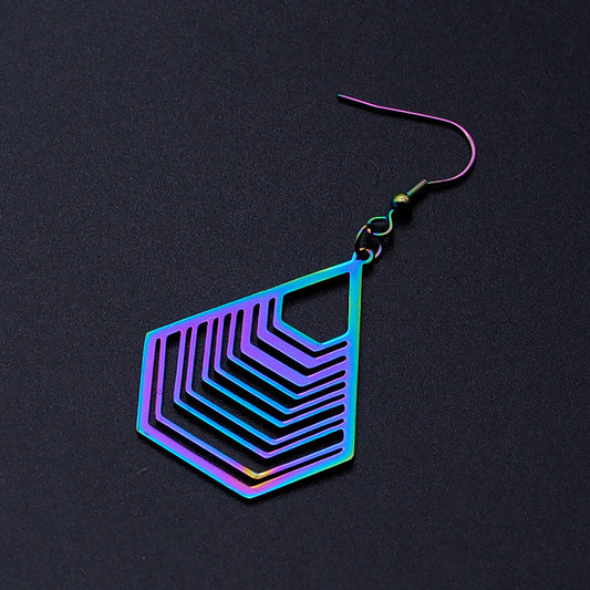 Unique Rainbow Color Stainless Steel Geomoetric Shape Woman Earrings