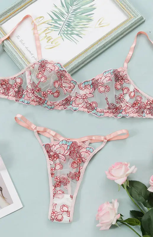Take The Lead - Embroidered 2 Piece Lingerie Set