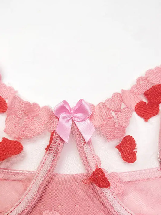 XOXO Sheer Embroidered 3-Pieces Garter Set