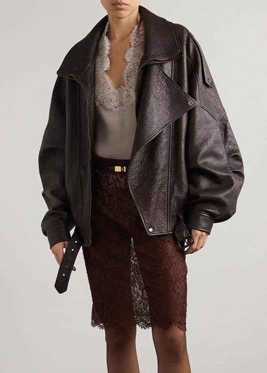 Sage Women's Jacket | Leather, Belted, Oversized