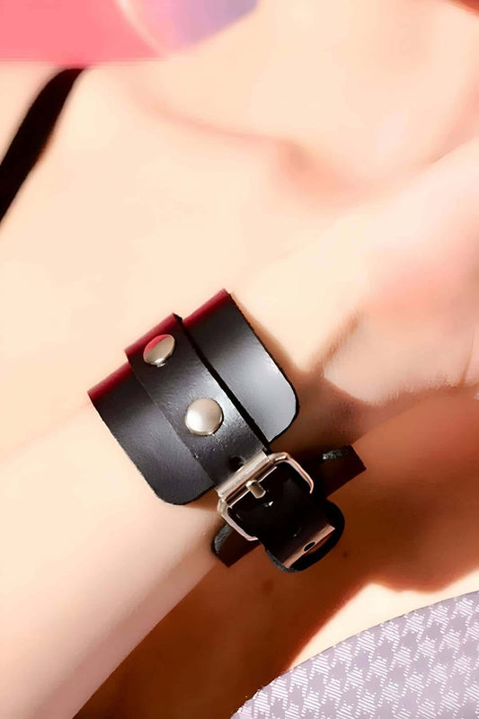 Leather Bracelet, Stylish Style Ring Detailed Leather Bracelet
