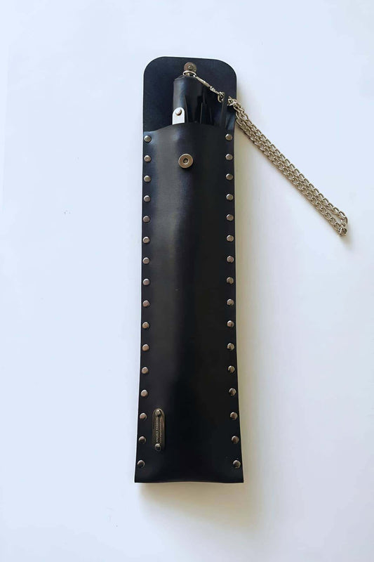 Black Whip with Leather Bag, Stylish Leather Whip, Sexy Accessory