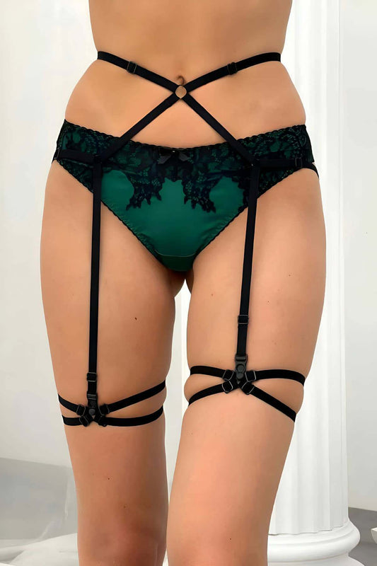 Waist Attached Garter Leg Band Harness, Elastic Garter