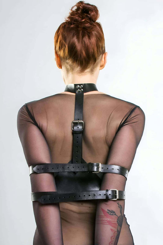 Fancy Leather Arm Cuff with Neck Tie