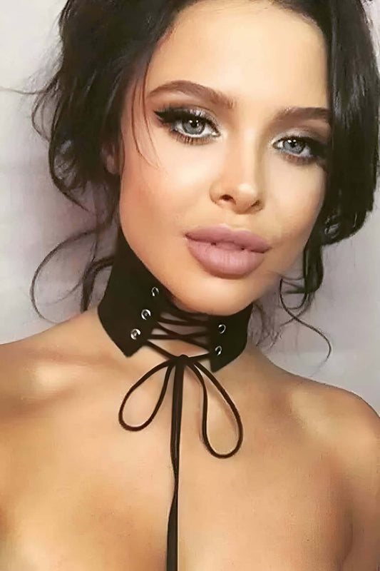 Sexy Leather Choker with Tie