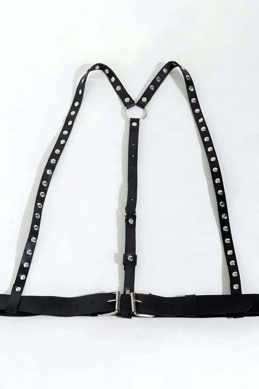 Tight Black Leather Belt on Dress