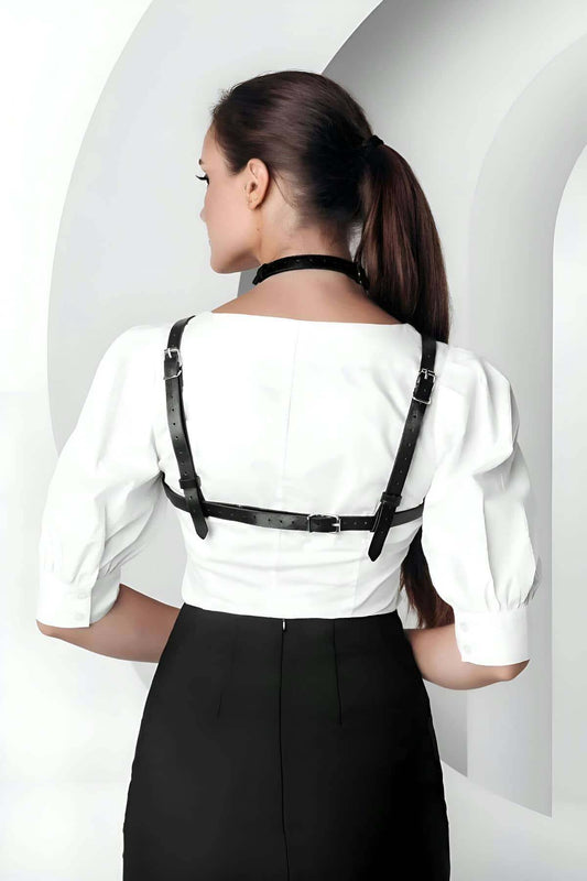 Stylish Crop Collar Harness, Complementary Collar Accessory on Clothing