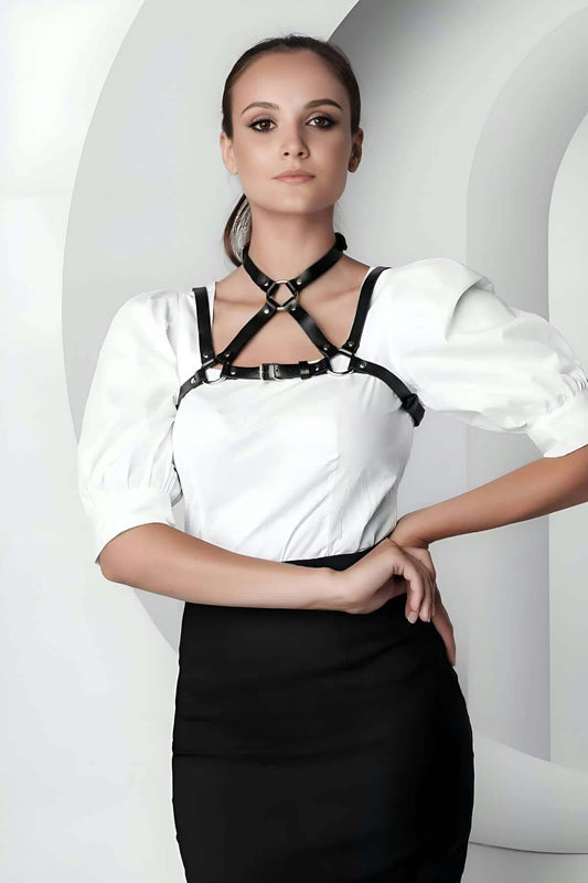 Stylish Crop Collar Harness, Complementary Collar Accessory on Clothing