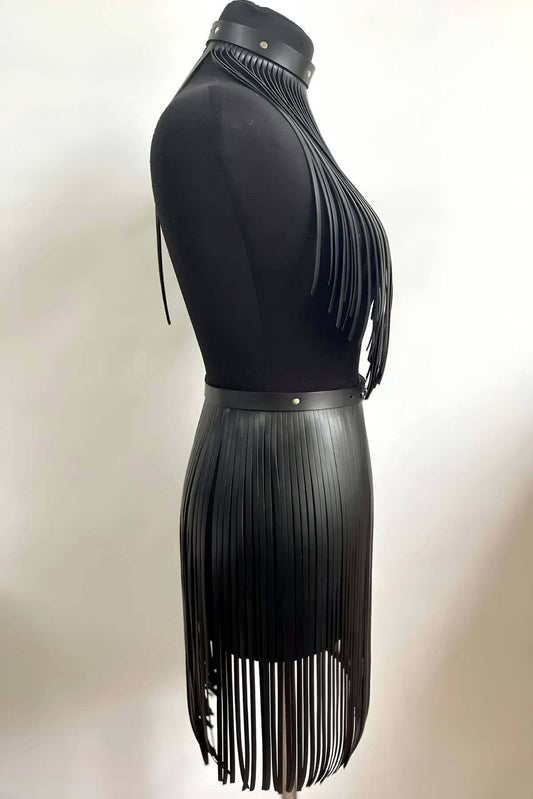 Tassel Long Skirt and Bustier Set