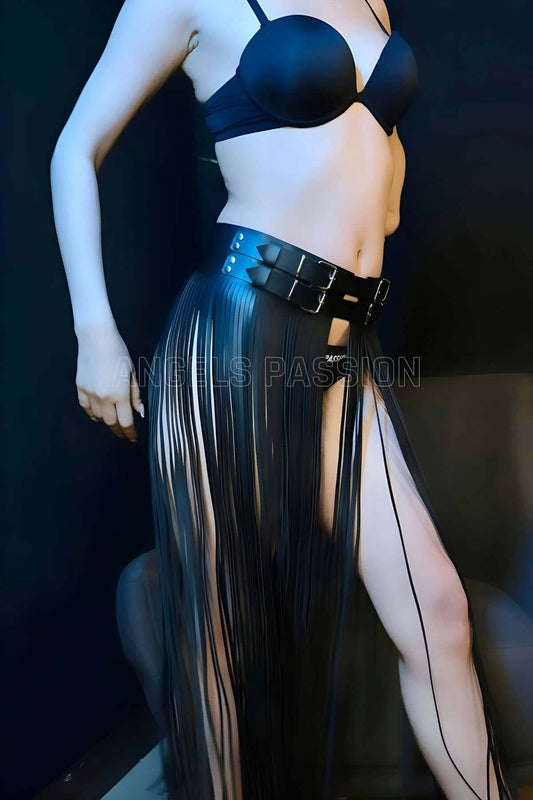 Tasseled Leather Skirt Harness