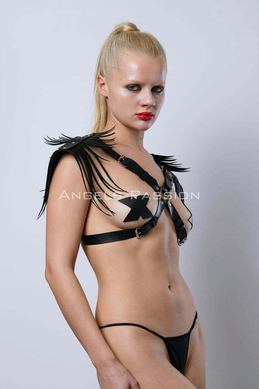 Shoulder Tassel Chest Harness, Leather Tassel Shoulder Harness