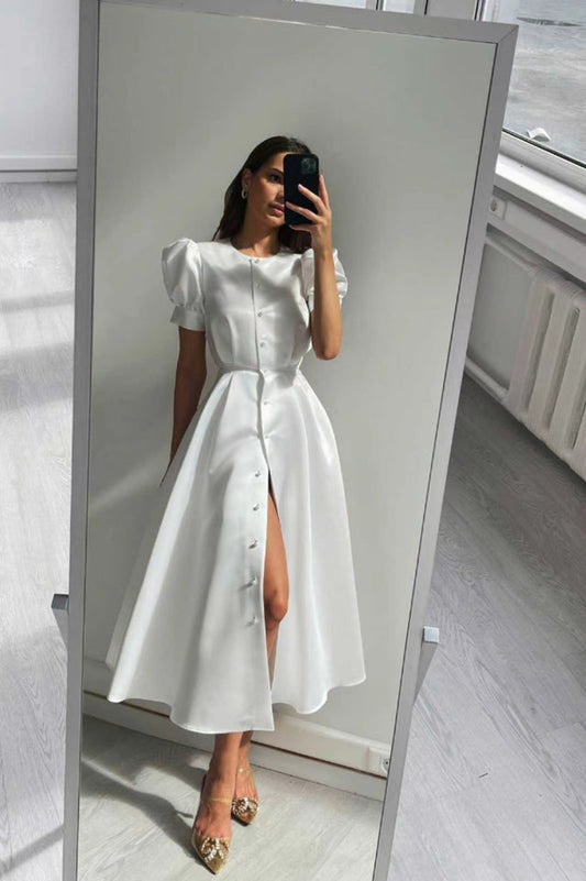 Button Front Midi Dress