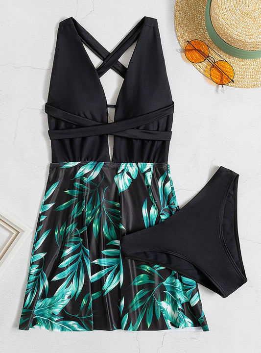 Elegant Strappy Swimsuit – Floral Dream
