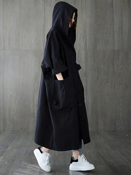Vera Oversized Hooded Longline Casual Coat for Women