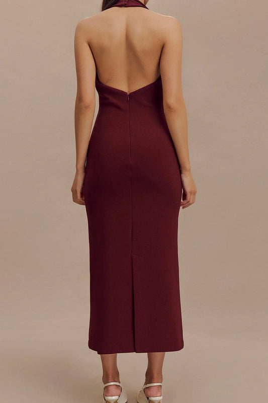 Annita Crepe Halter Midi Dress