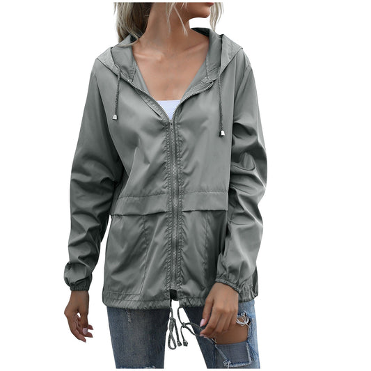 Dove Women’s Casual Hooded Zip-Up Windbreaker Jacket