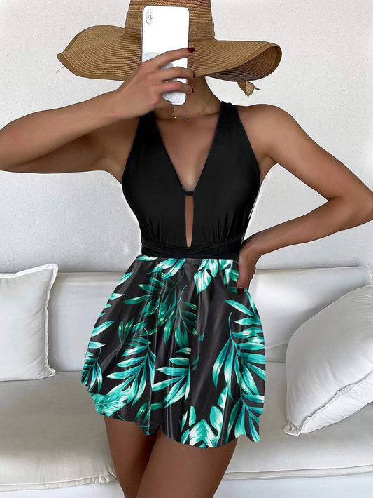 Elegant Strappy Swimsuit – Floral Dream