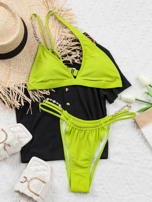 Bold Strappy Swimsuit – Halter Luxe