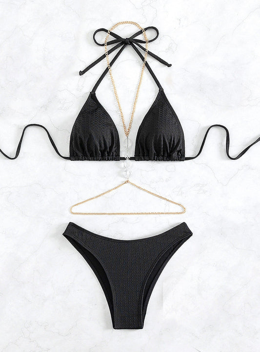 Elegant Strappy Swimsuit – Halter Luxe