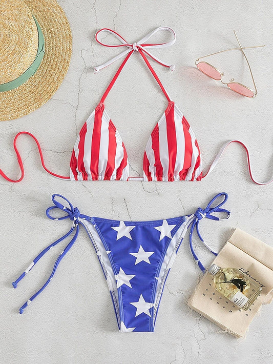 Elegant High-Waist Bikini – Satin Glow