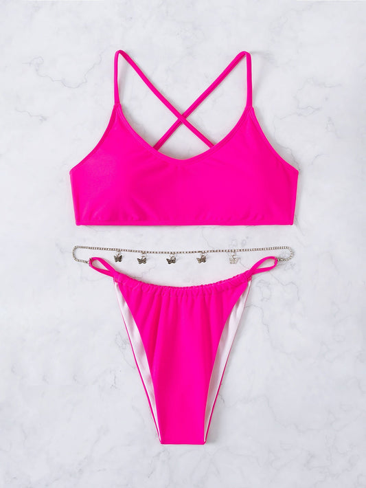 Elegant Strappy Swimsuit – Satin Glow