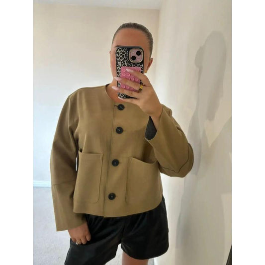 Luxe Women's Buttoned Woolen Blazer Jacket