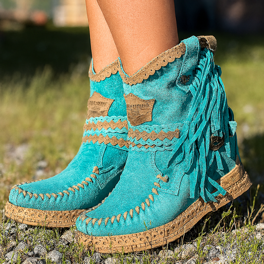 Opal Women’s Boho Western Fringe Ankle Boots