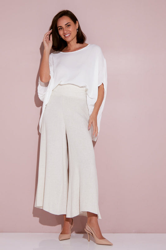 Elizabeth Wide Leg Pants - Flax