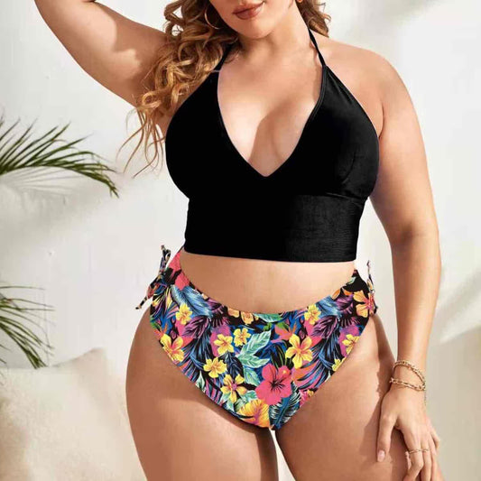 Chic Strappy Swimsuit – Tropical Bloom