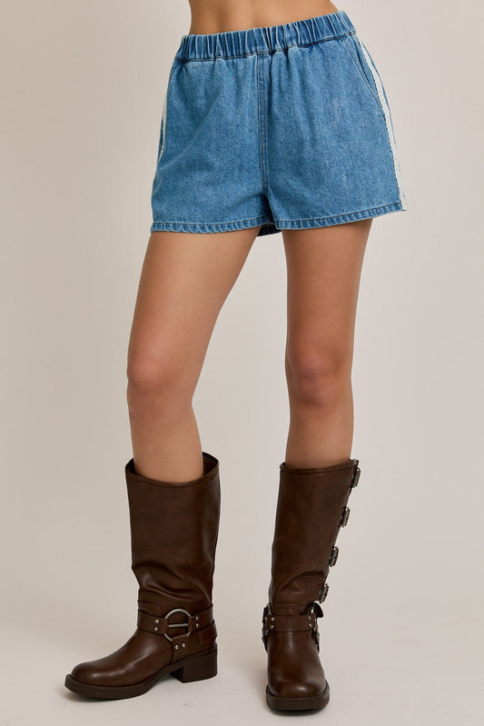 Lace Denim Shorts