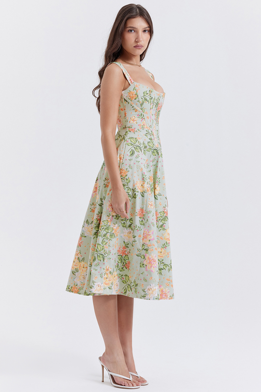 Saira Pale Jade Printed Sundress