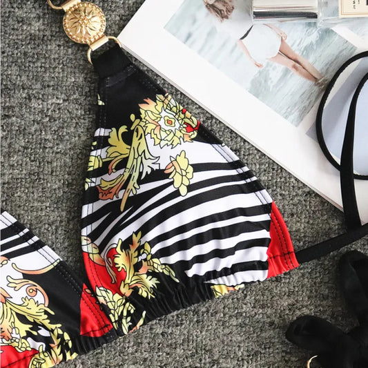 Glam Triangle Bikini – Tropical Bloom