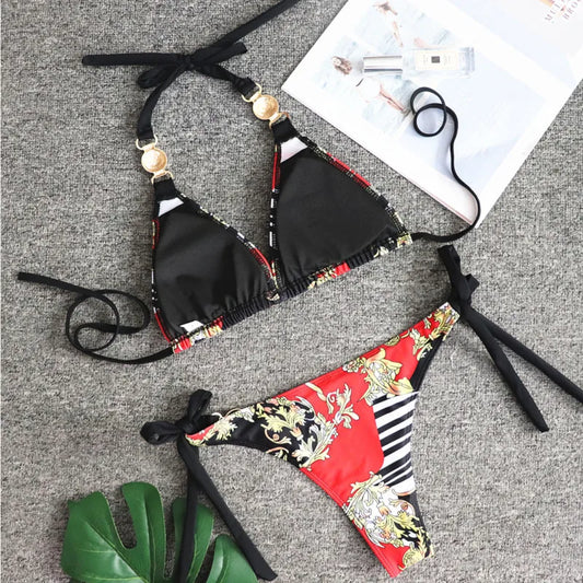 Glam Triangle Bikini – Tropical Bloom