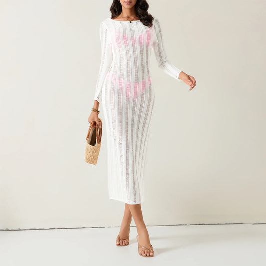 Sheer Backless Swim Dress